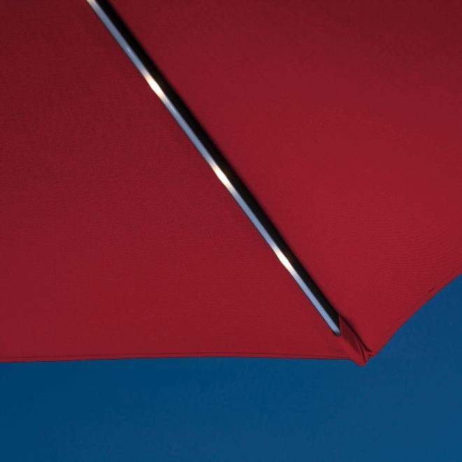 The SunVilla 10-foot Solar LED Market Umbrella has lights on the arms inside the umbrella.