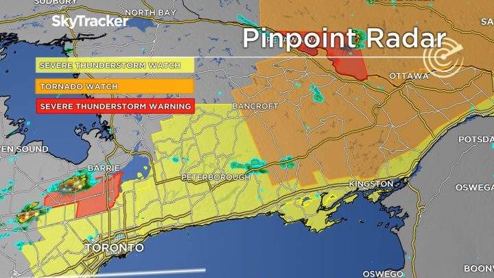 Weather watches as of shortly before noon Thursday.
