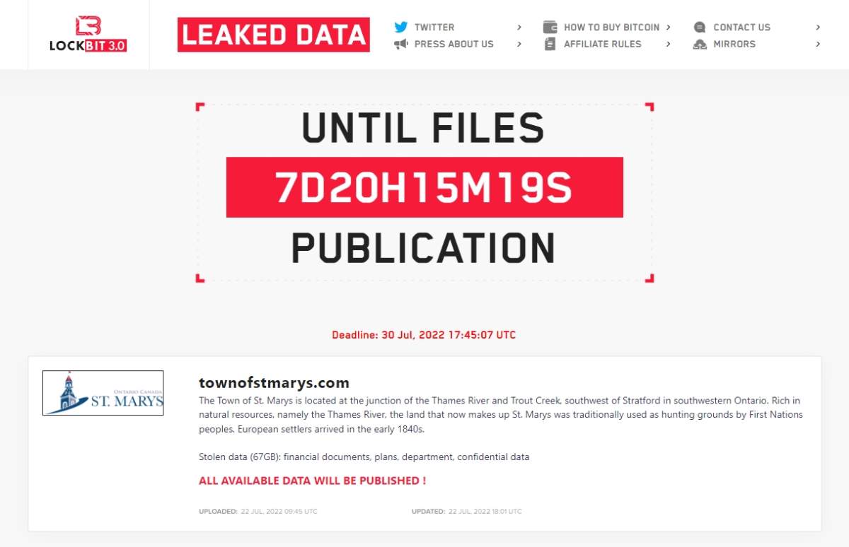 Ransomware attack cost town of St. Marys, Ont., $1.3M to manage: report - image