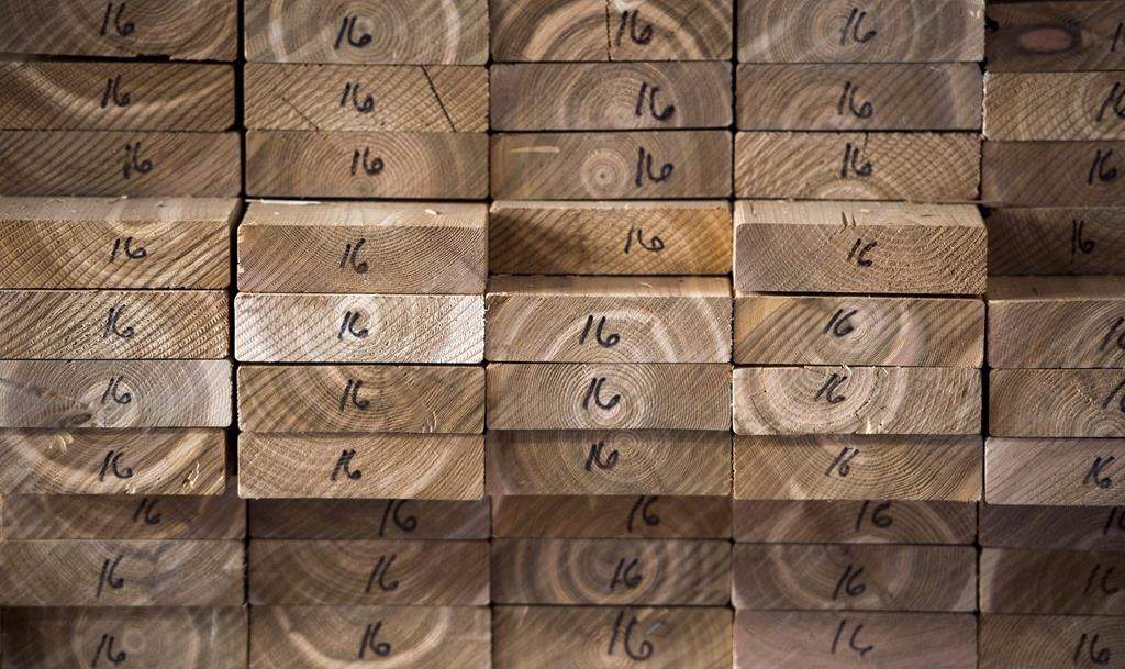 Cedar planks are stacked at a lumber yard in Montreal, Tuesday, April 25, 2017. 
