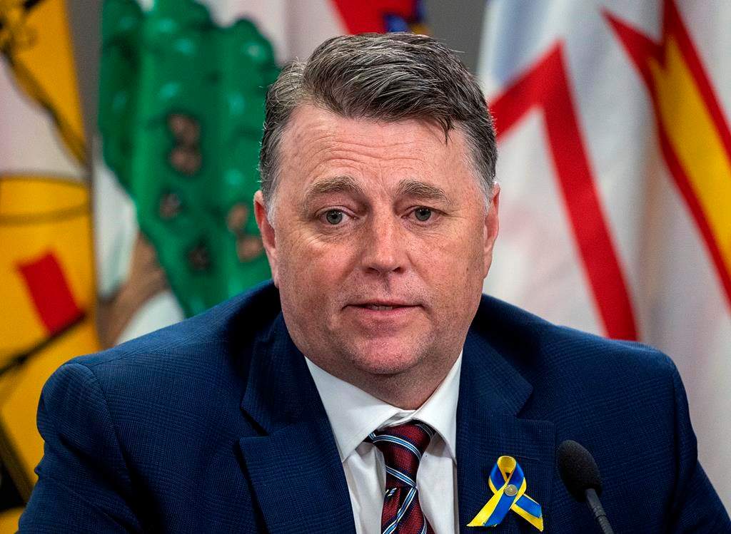 Prince Edward Island Premier Dennis King has shuffled his cabinet, while promoting two backbenchers. King fields a question at a meeting of the Council of Atlantic Premiers in Halifax on Monday, March 21, 2022. THE CANADIAN PRESS/Andrew Vaughan.