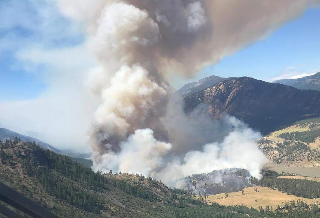 The Nohomin Creek wildfire has grown to more than 2,000 hectares.