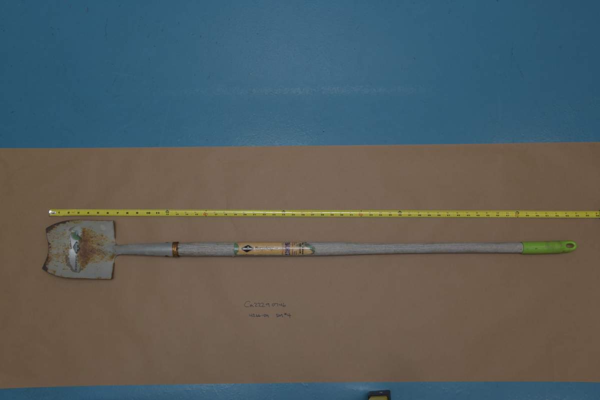 The large garden tool located at the scene of an officer-involved shooting in northeast Calgary July 17, 2022.