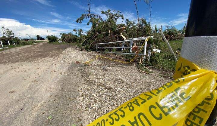 Image of damage in the Bergen, Alta., area on July 8, 2022, one day after a vicious storm passed through the region.