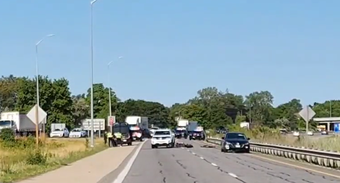 OPP say they responded to a pair of crashes on highway 403 in the Brantford-area after 4 a.m. on July 15 2022.