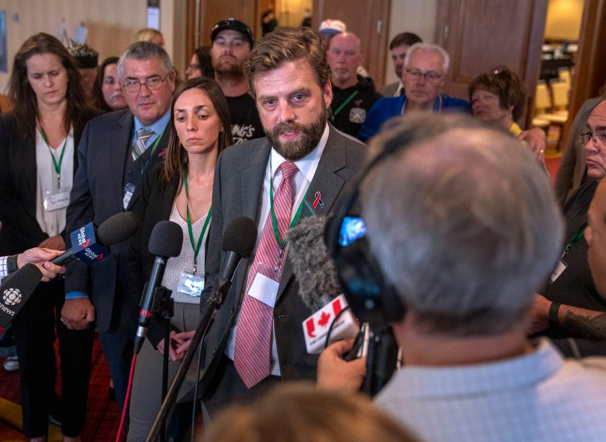 Michael Scott from the Patterson Law team, representing the majority of families of victims, announces that they are leaving the inquiry as Lisa Banfield, the common-law wife of Gabriel Wortman, testifies at the Mass Casualty Commission inquiry into the mass murders in rural Nova Scotia on April 18/19, 2020, in Halifax on Friday, July 15, 2022. Wortman, dressed as an RCMP officer and driving a replica police cruiser, murdered 22 people. THE CANADIAN PRESS/Andrew Vaughan