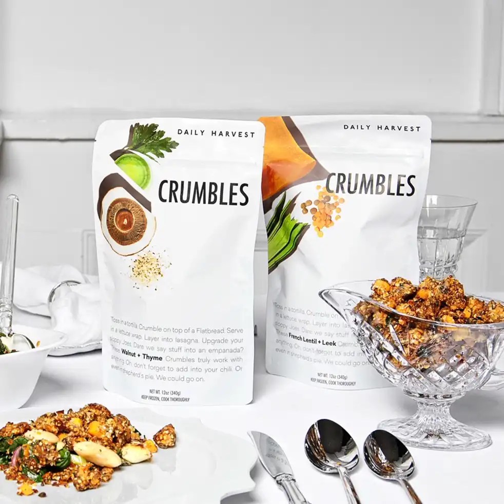 Bags of Daily Harvest's French Lentil & Leek Crumbles that are at the centre of a mysterious food-borne illness.