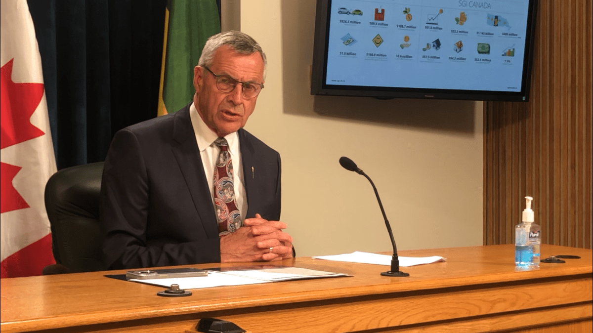SGI Minister Don Morgan speaks to reporters about the crown's performance in 2021-22. 