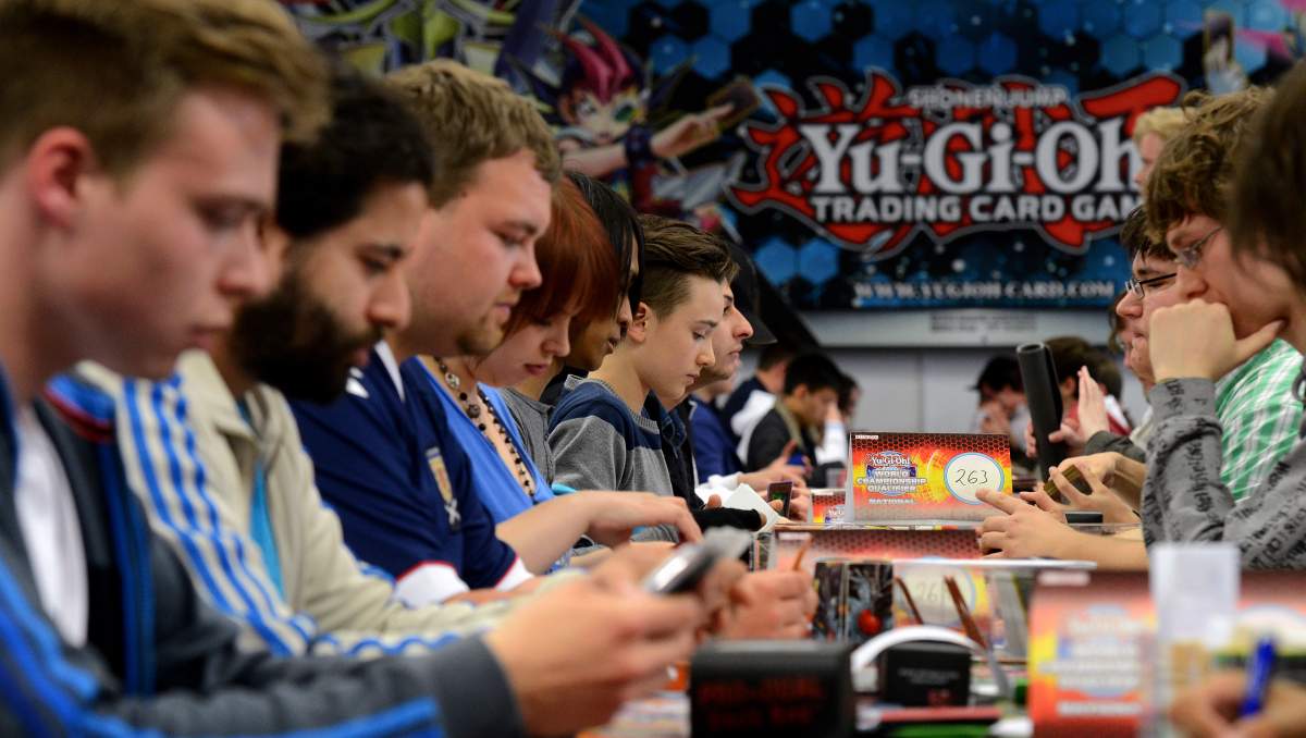 Participants of the German Yu-Gi-Oh! Trading Card Game Championships play against each other in Schkeuditz, Germany, 18 May 2013. More than 800 players competed against each other to win the title of German champion of the Japanese card game.