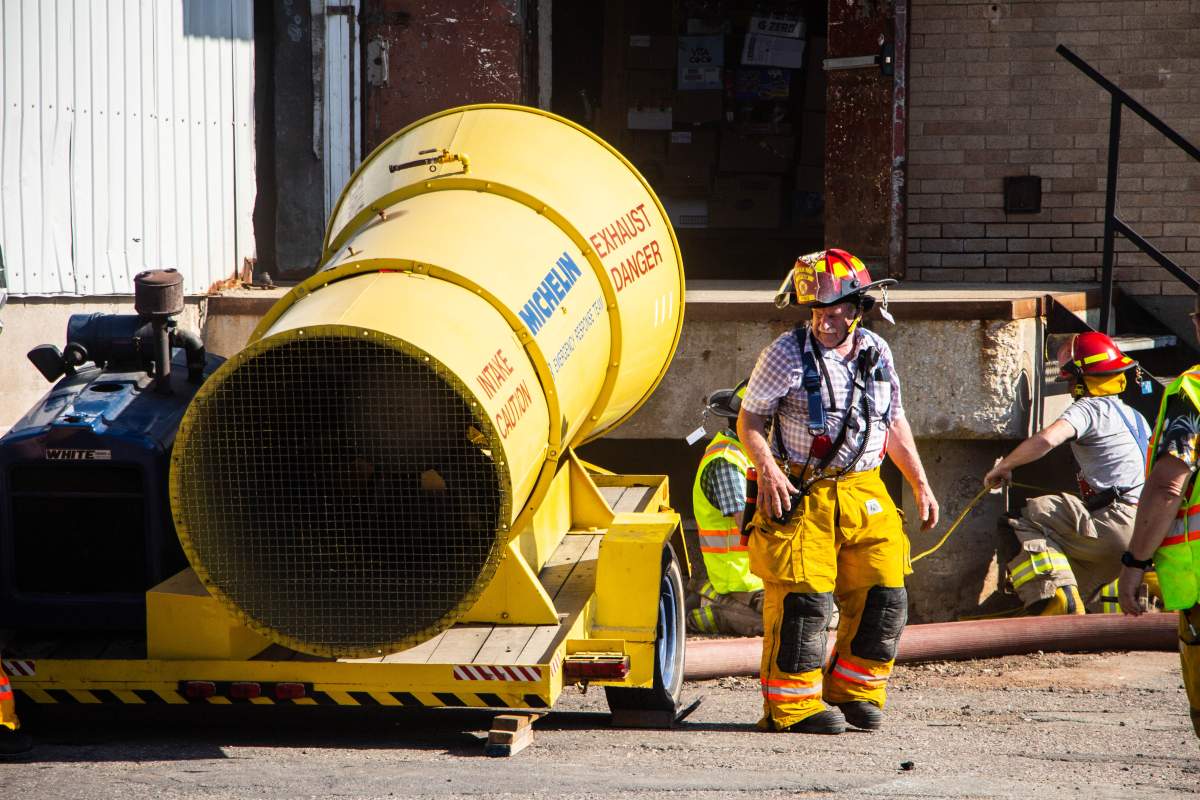 Many firefighters were assessed for heat exhaustion during the fire on Canada Day.