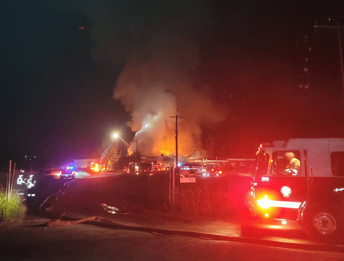Police in Lindsay arrested a man following a fire at an abandoned warehouse early July 20, 2022.