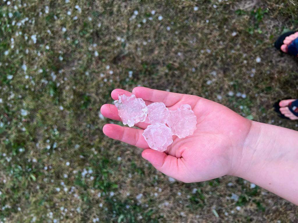 Hail that fell in Hines Creek, Alta. on Friday, July 29, 2022.