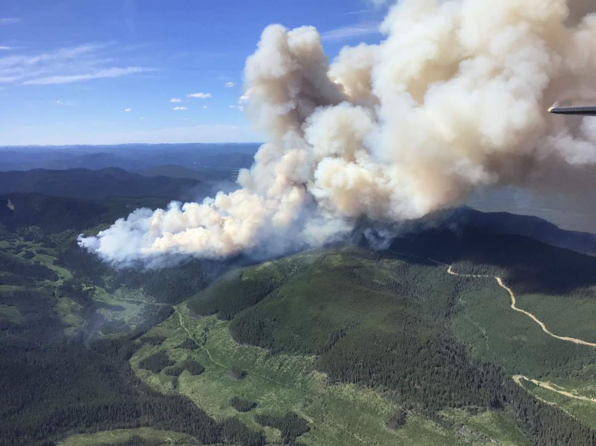 The RWF-038 wildfire burning near Nordegg, Alta. on Wednesday, July 20, 2022.