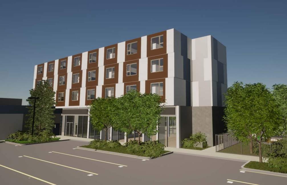 Artist rendering of finished affordable housing design.
