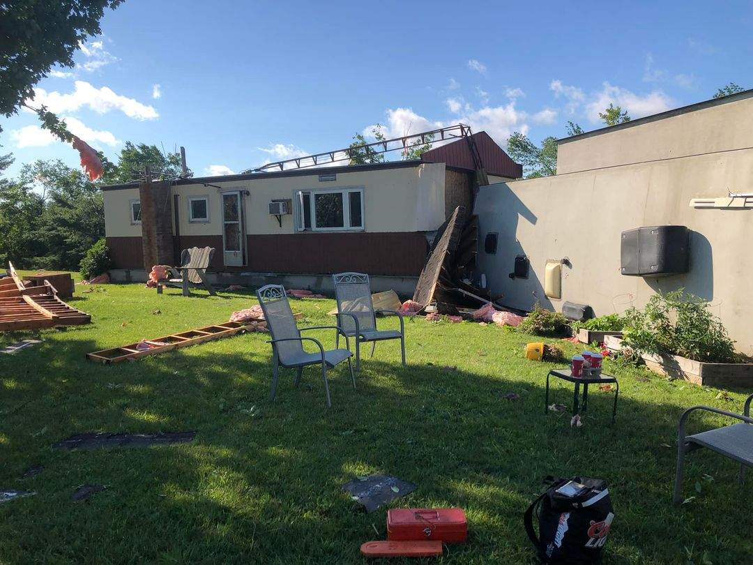 Damage on Price Road near Tweed, Ont., following a storm on July 24, 2022.