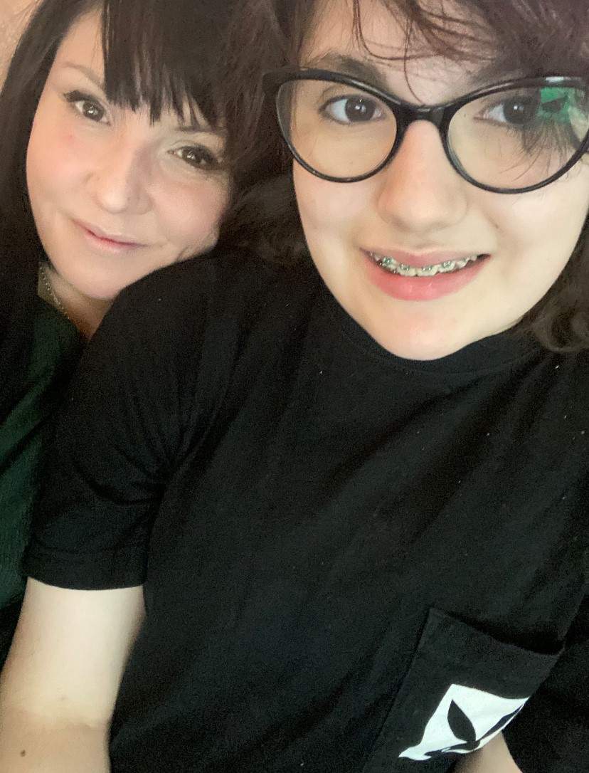 Sherry Mitchell is seen with her 12-year-old daughter Bella, who accompanied her on the papal tour stops in Alberta on July 24 and 25, 2022.