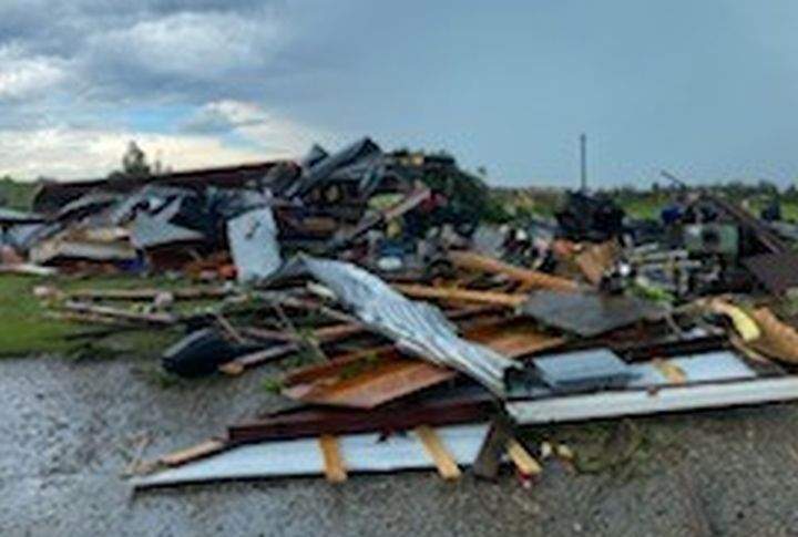 Image of damage caused by a storm near Sundre, Alta., on July 7, 2022.