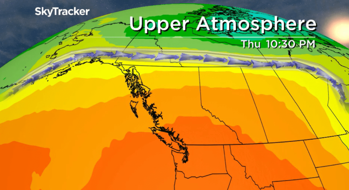 Upper ridge of high pressure brings in 35 to 40 degree heat to the BC Interior.
