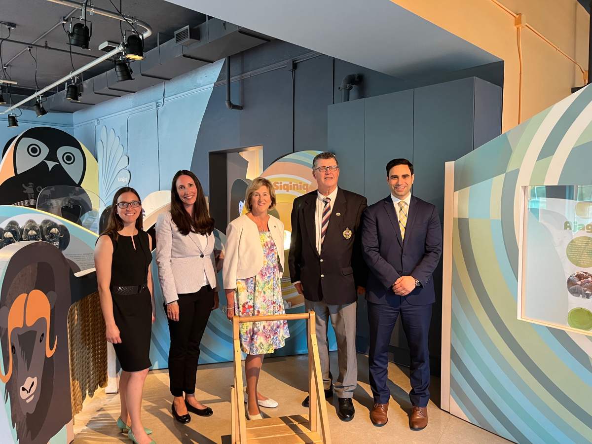 From left to right: London Children’s Museum Board of Directors vice-chair Emily Schinbein, Children’s Museum director of visitor experiences Kate Ledgley, Minister Helena Jaczek, Lieutenant-Colonel Joe Murray, London North Centre MP Peter Fragiskatos.