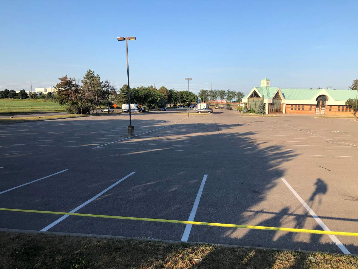 Police on scene following a stabbing homicide near Britannia and Hurontario in Mississauga on July 4, 2022.