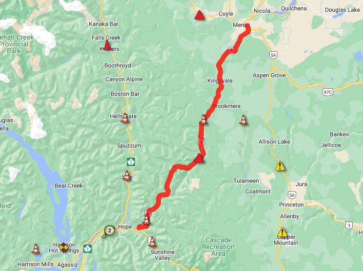 A vehicle incident has caused major delays on Highway 5.