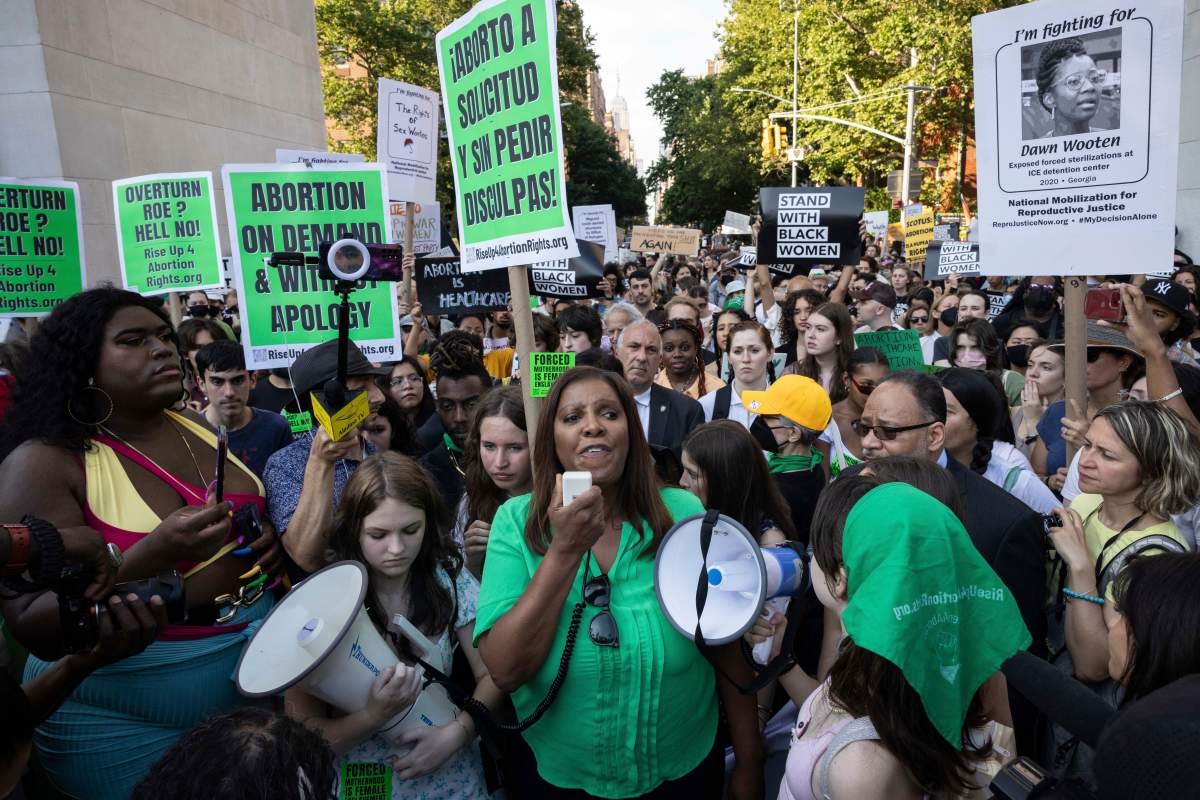 Abortion rights protesters in the United States wear green.