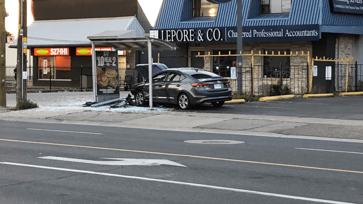 A 12-year-old Hamilton boy is in hospital after being struck by a car as he was waiting at a bus stop near Gray Road and Highway 8 with his family on July 14, 2022.