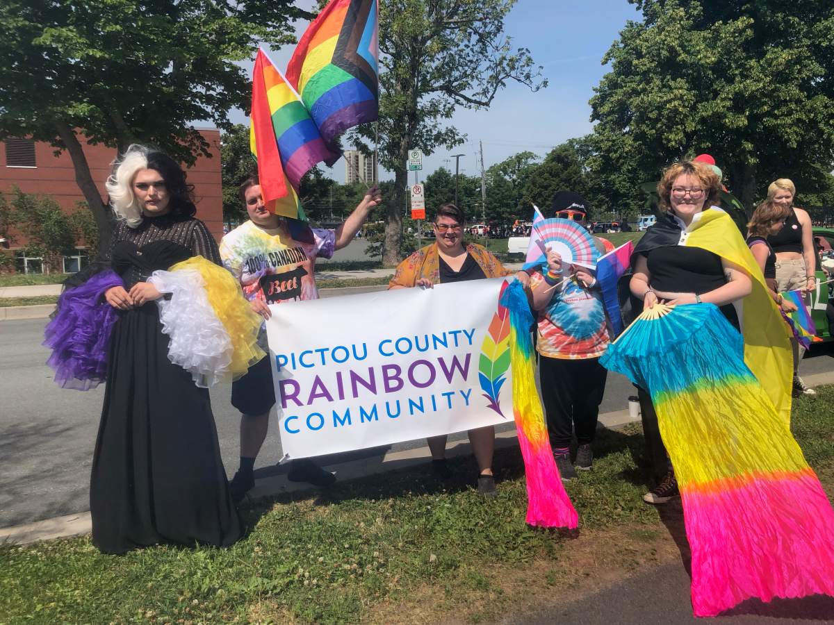 Stevie Von Snaps (left) and the Pictou County Rainbow Community gather in Halifax for the 2022 Pride Festival.