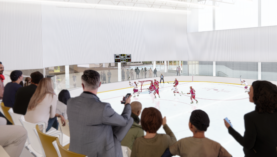 Blue print of arena view at New Aquatics and Arenas Facility in Prince ALBERT