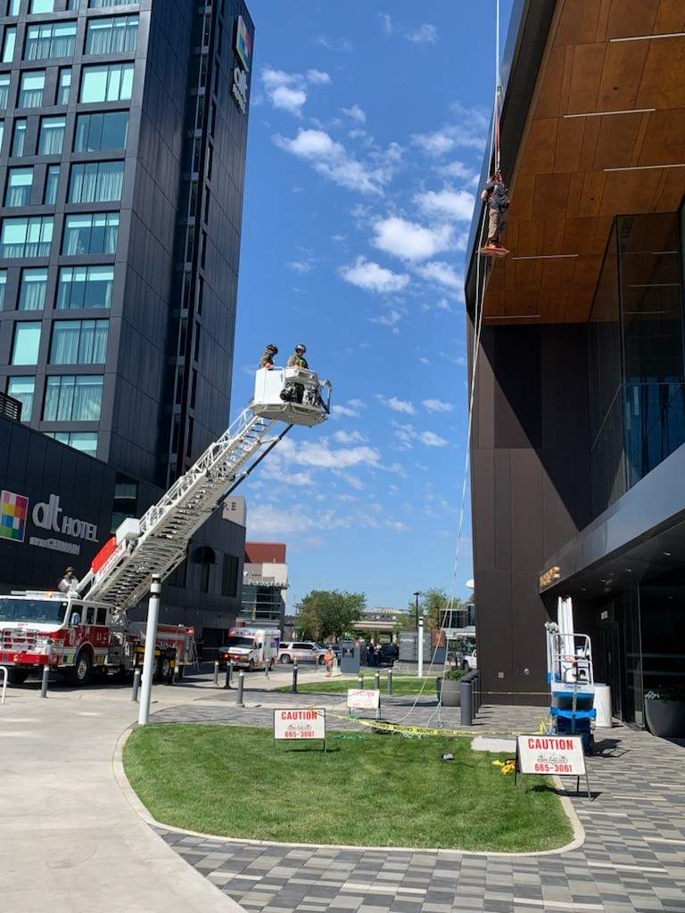 The Saskatoon Fire Department saved someone who was suspended 40 feet in the air.