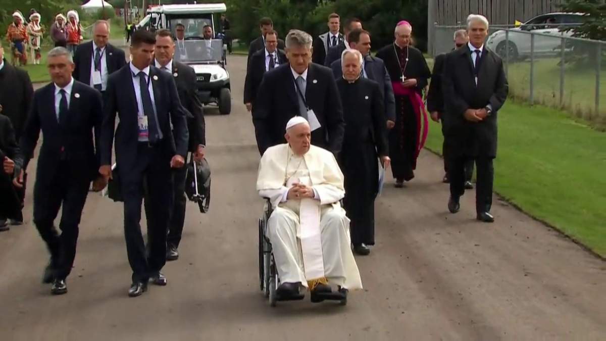 Pope Francis arrives in Maskwacis, Alta., Monday, July 25, 2022.