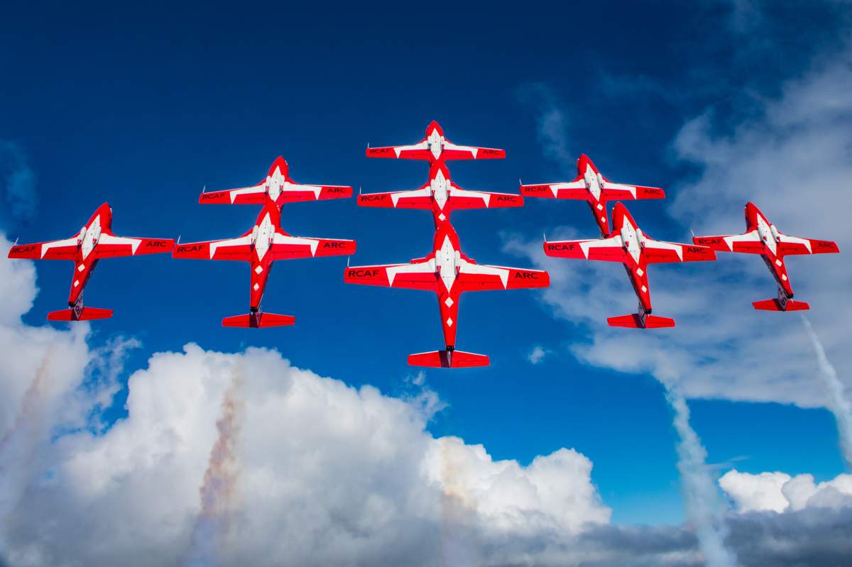 File photo of the Canadian Snowbirds performing at an air show. 