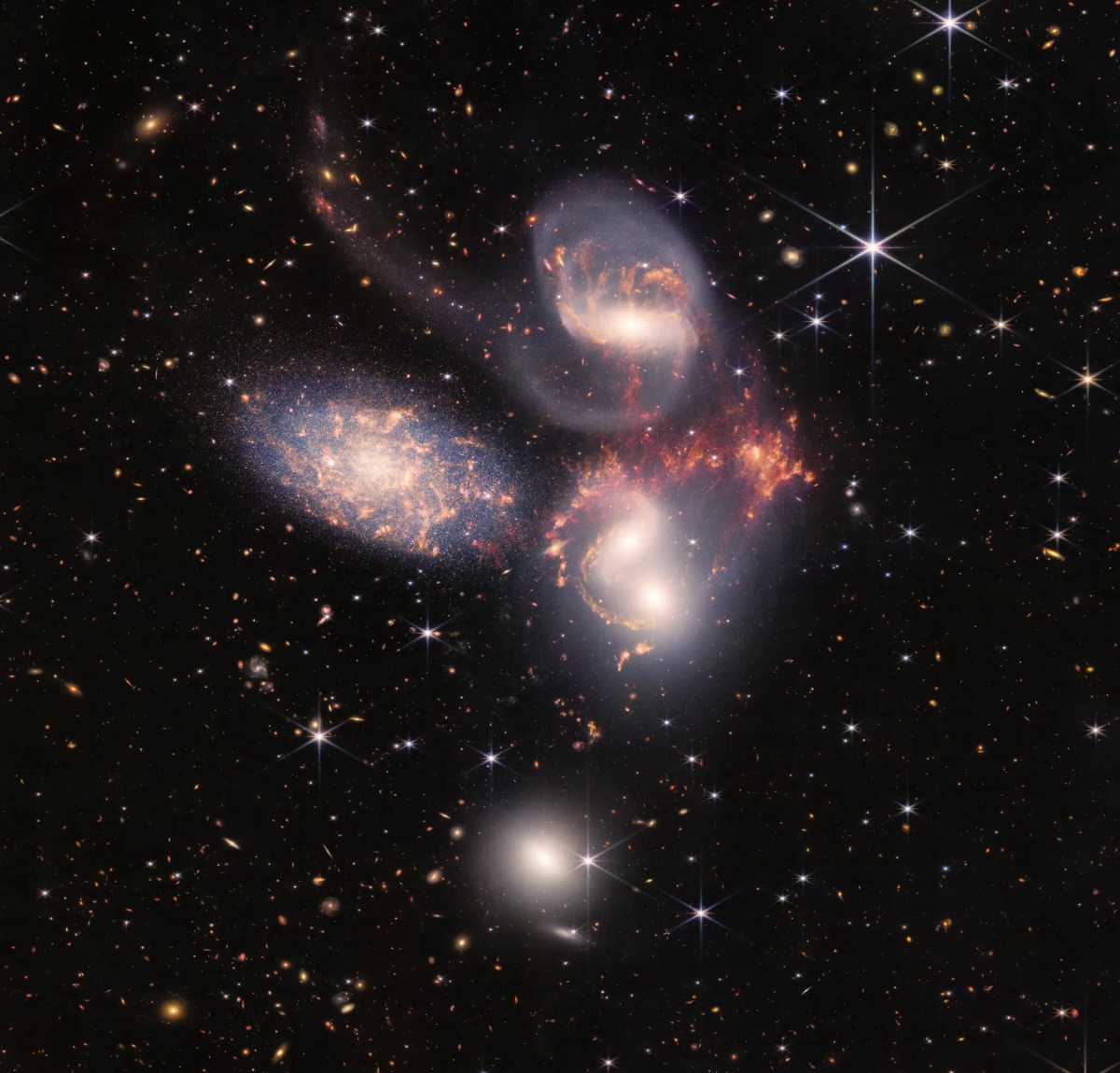 Stephan’s Quintet, a visual grouping of five galaxies, is best known for being prominently featured in the holiday classic film, “It’s a Wonderful Life.”
