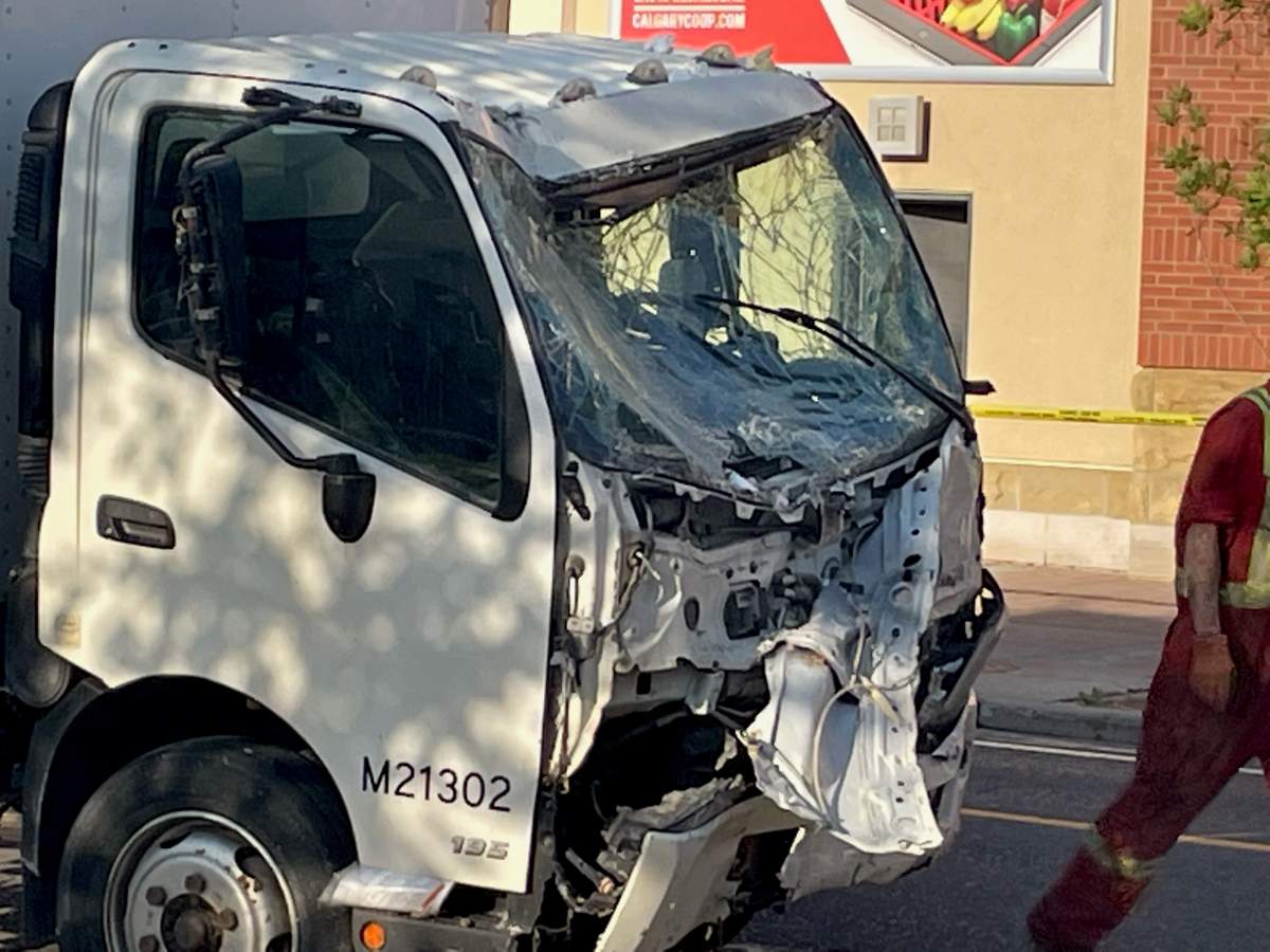 Truck into Calgary building