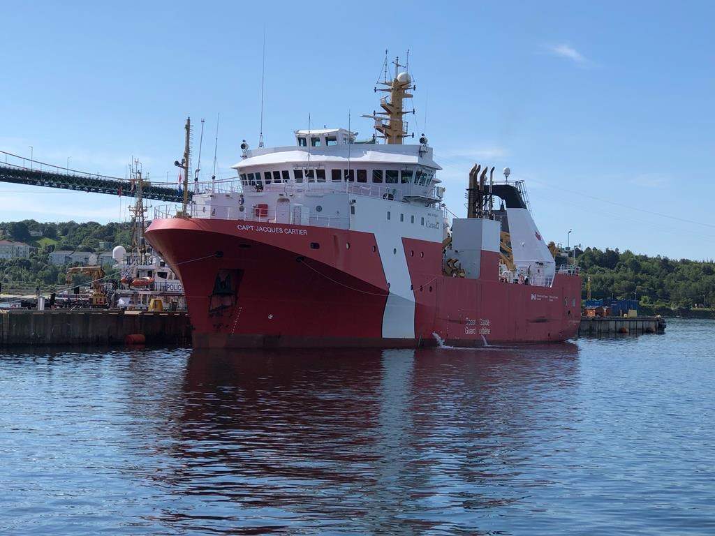 The Canadian Coast Guard has officially welcomed the fisheries research vessel Capt. Jacques Cartier, shown in a handout photo, into its fleet in a ceremony at a government wharf in Halifax.