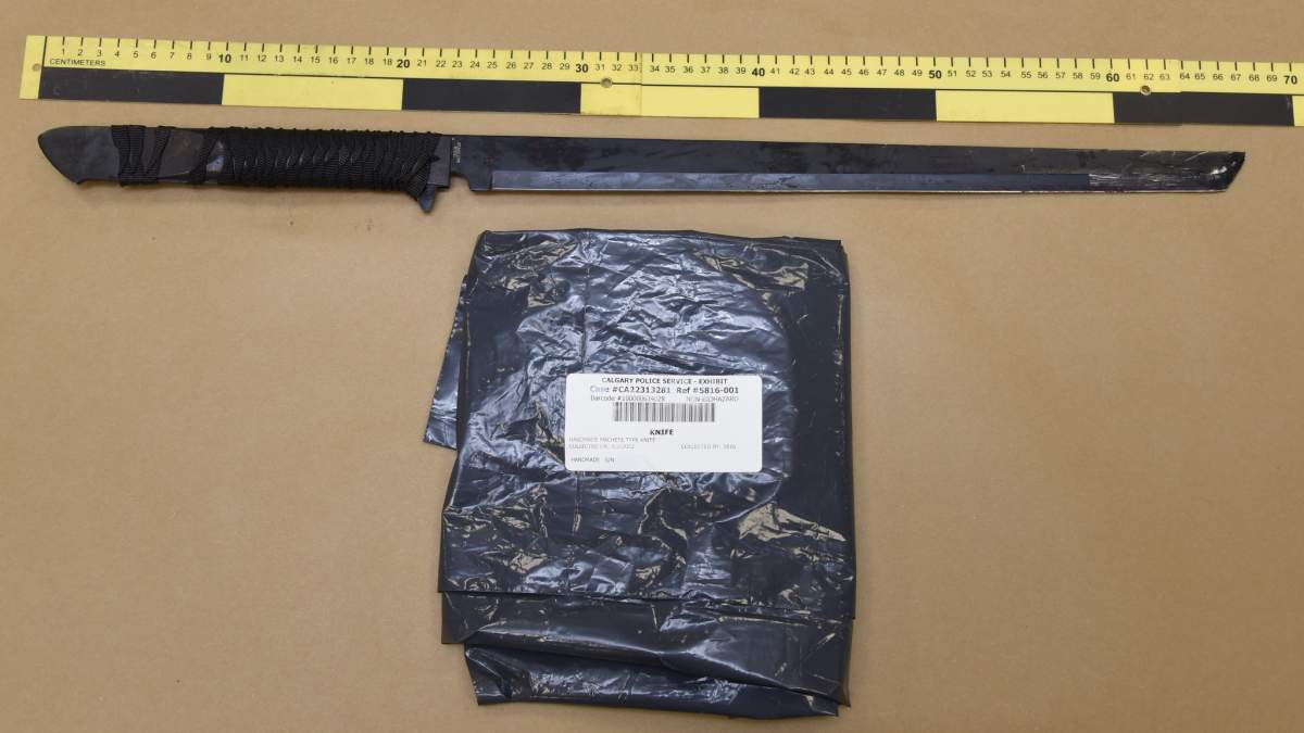 The bladed weapon an intruder had according to ASIRT as they're now investigating use of force causing injury by a CPS officer during the arrest on Aug. 2, 2022 at Calgary city hall.