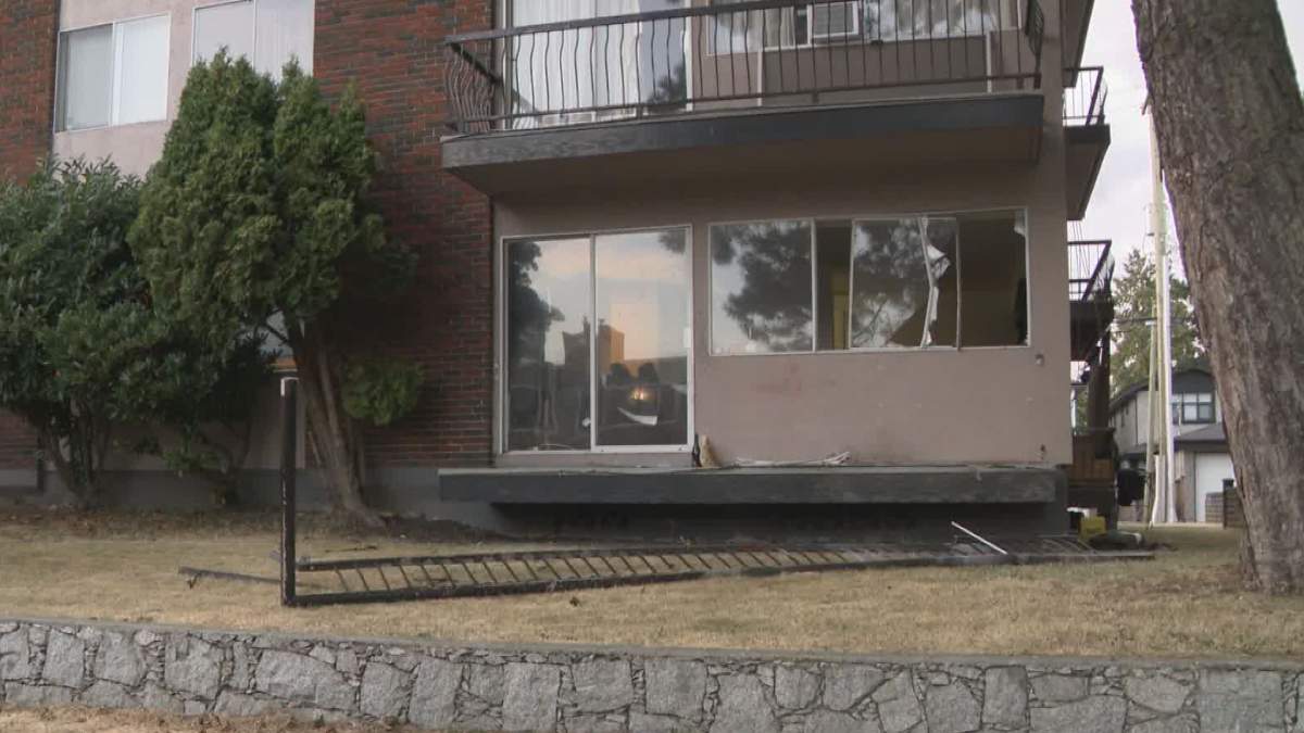 Signs of force were left behind after Vancouver police arrested a man that they say was wanted Canada-wide.