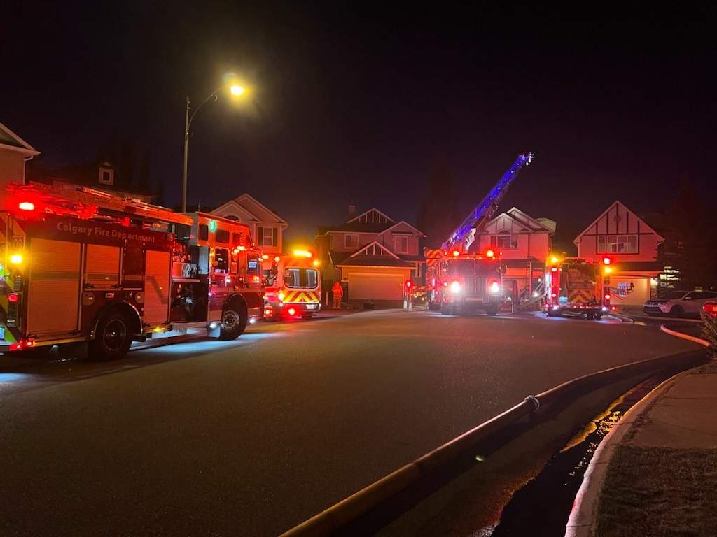 Calgary fire crews responded to a two-alarm fire in the southwest at around 3:10 a.m. on Sunday, Aug. 7, 2022.