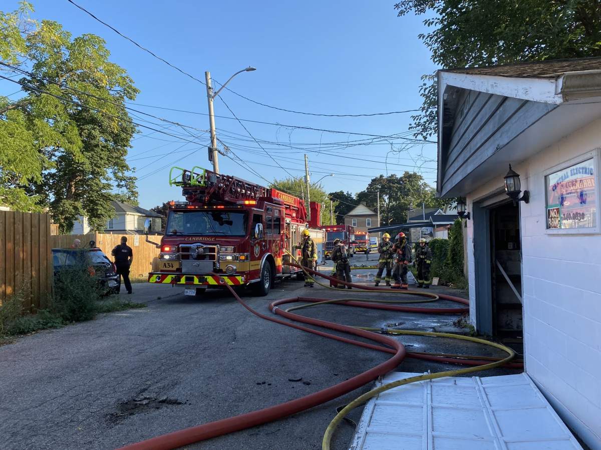 Crews were battling early morning blaze in Cambridge.