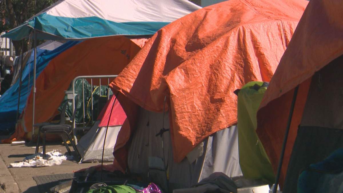 A photo from a homeless encampment in Edmonton in August 2022