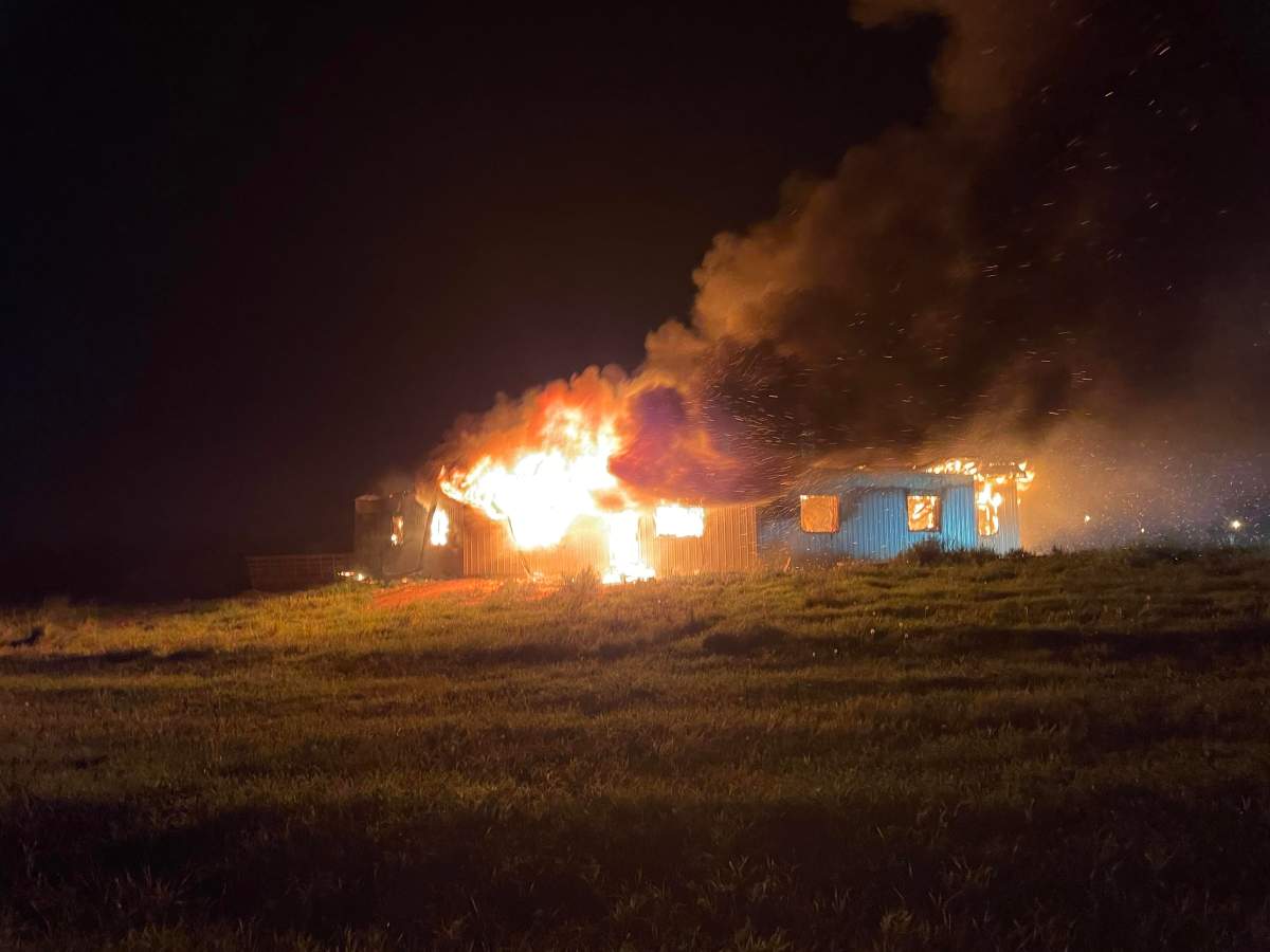 The BlueSky Family Wellness Centre on fire Monday.