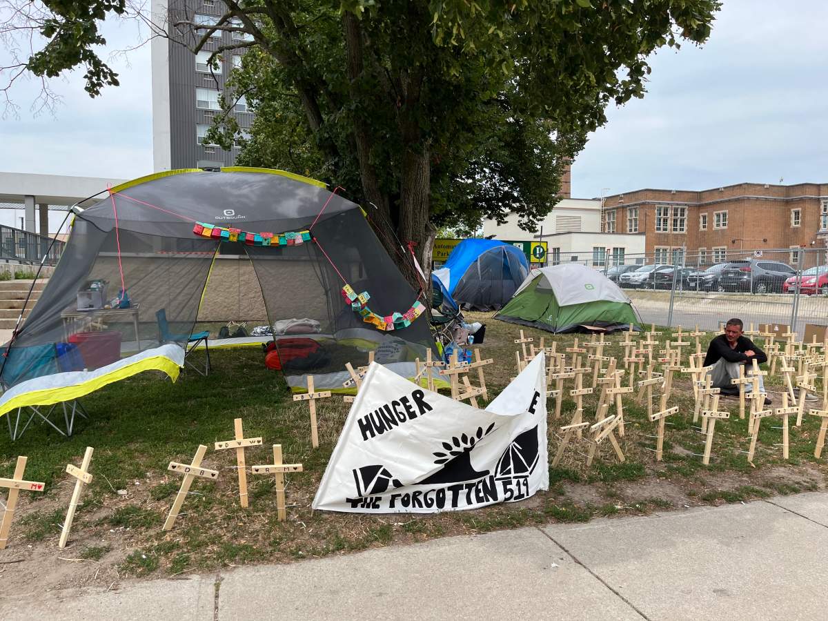 Dan Oudshoorn's campsite as seen on day two of the outreach worker's hunger strike for The Forgotten 519.