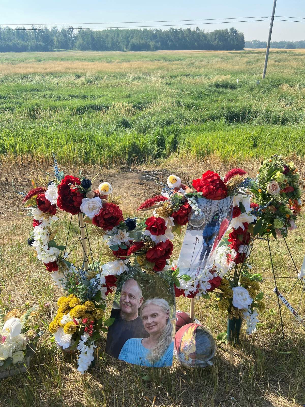 Jim and Annie Macdonald’s children have set up a roadside memorial on Highway 628 to honour their parents.