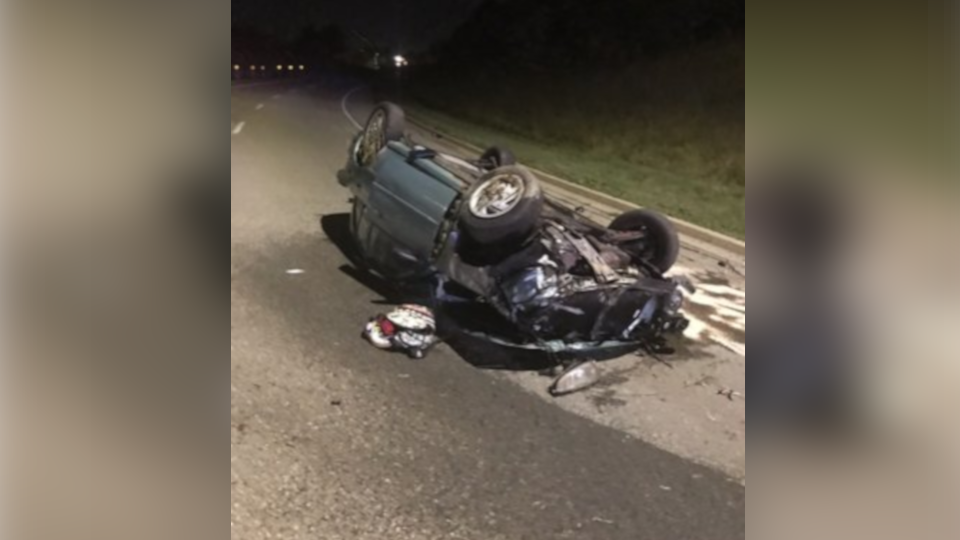 Police say a 16-year-old driver was discovered 'laying on the grass' beside the Lincoln Alexander Parkway in Hamilton following a crash early Aug. 31, 2022. 