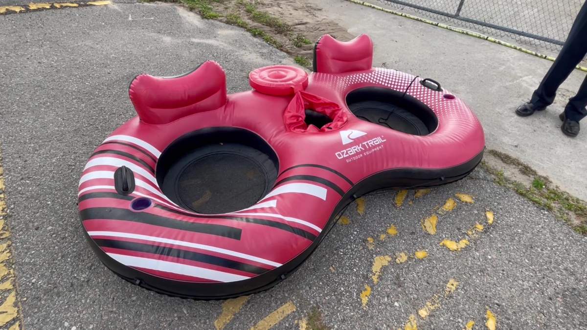 A Toronto woman drifted into Lake Ontario off Cobourg on this inflatable tube.