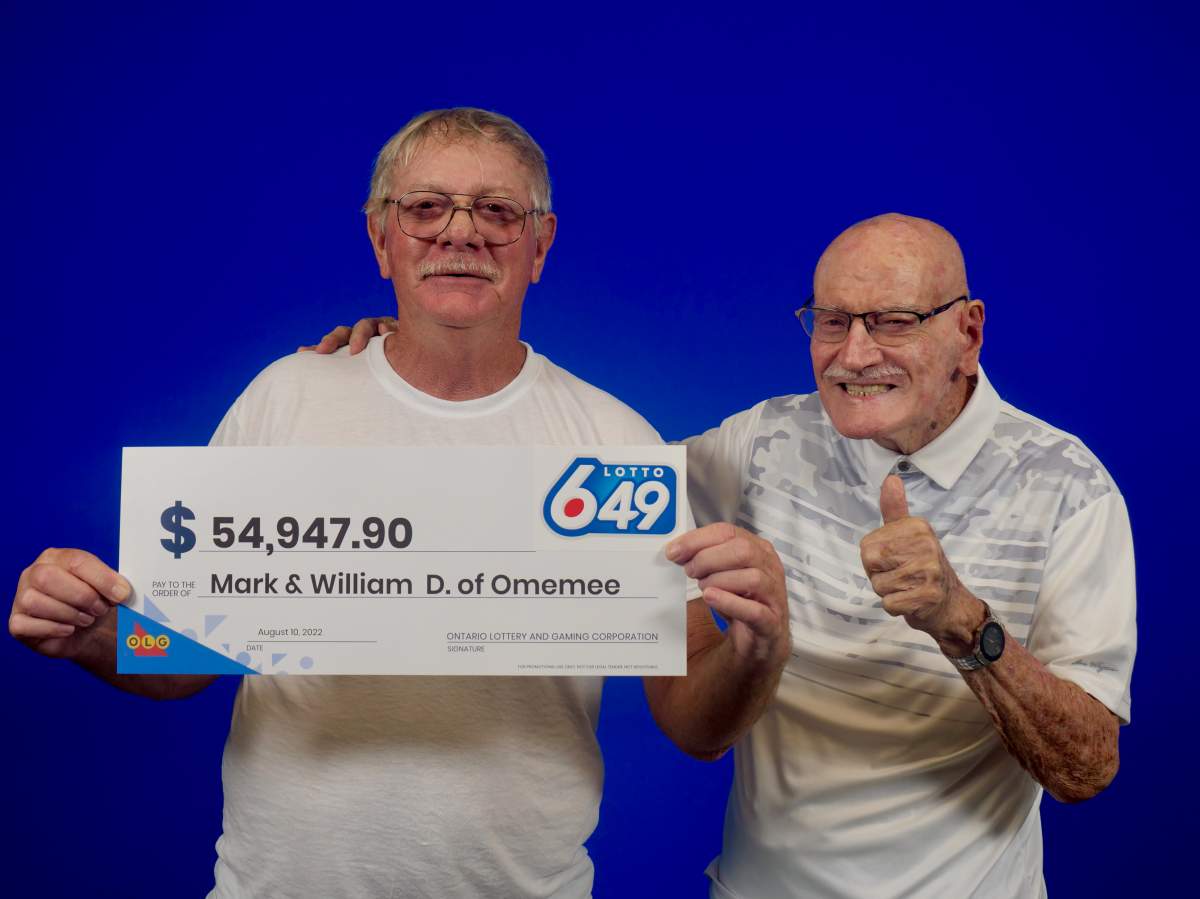 A father and son from Omemee, Ont., shared more than $54,000 in a recent Lotto 6/49 draw.