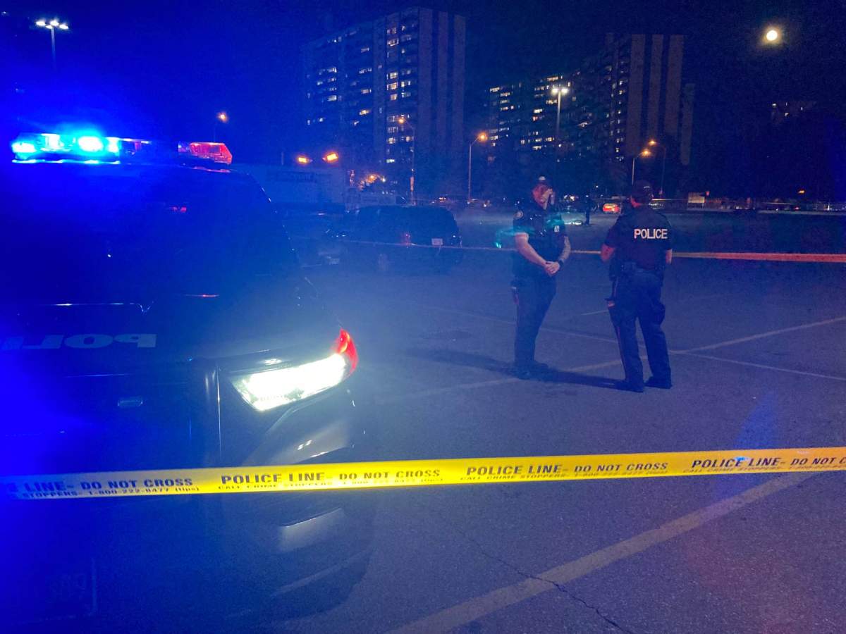 Police on scene after a shooting in Toronto's east end on Aug. 11, 2022.