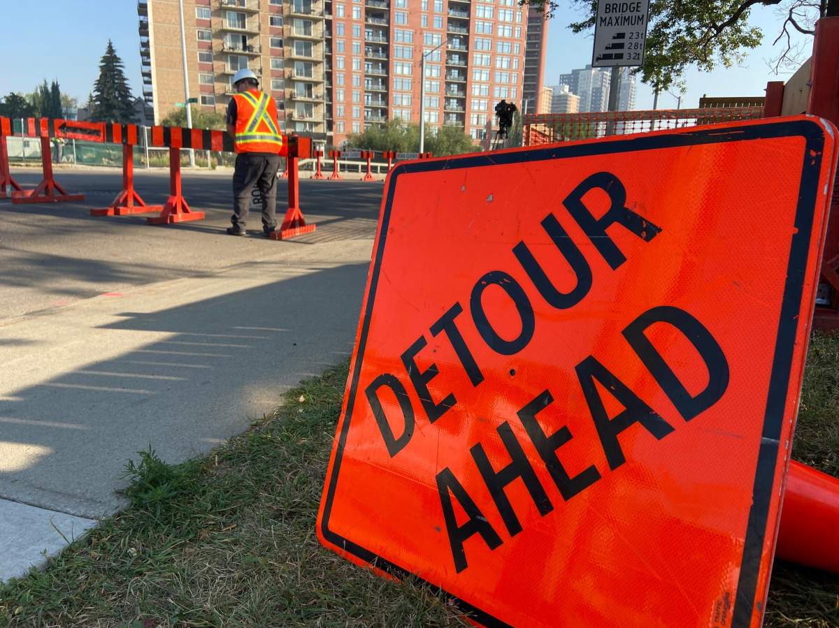 Jasper Avenue between 90 and 91 Street closed Monday, Aug. 22, 2022 for replacement of the Latta Bridge. The section of roadway is expected to be closed until fall 2023.