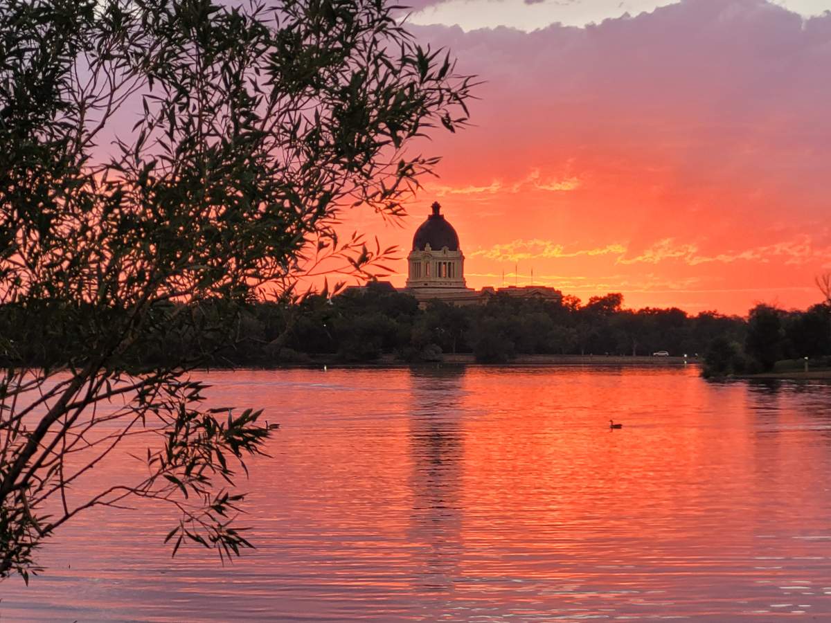sunset over saskatchewan legislature