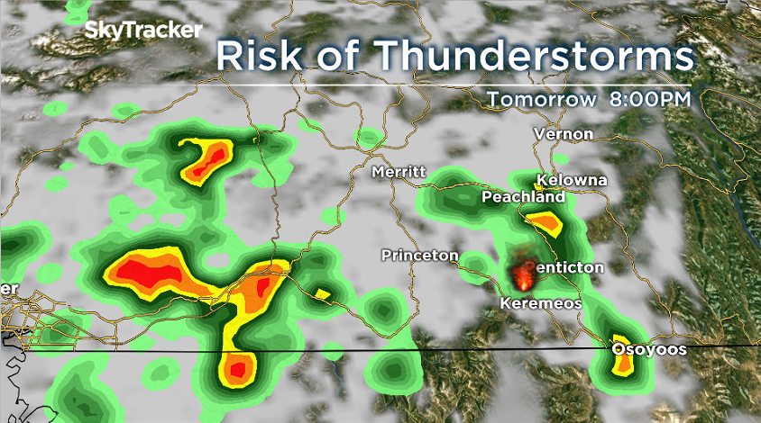 Environment Canada is not only forecasting warm temperatures in the low 30s, but also a chance of rain Tuesday through Thursday, and possible thundershowers on Wednesday.